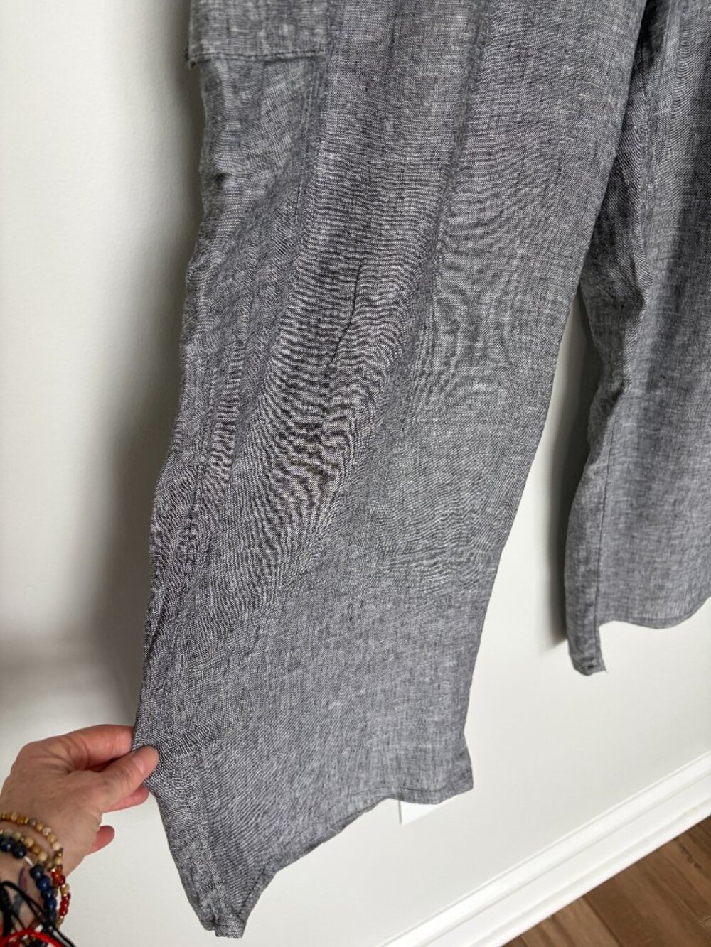 C&C California Gray Wide Leg Linen Cropped Pant XL - Picture 5 of 8